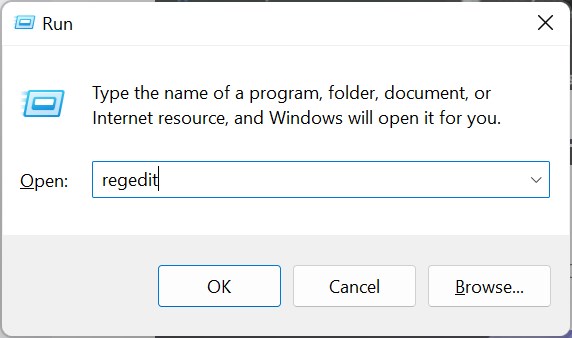 レジストリエディタを開く